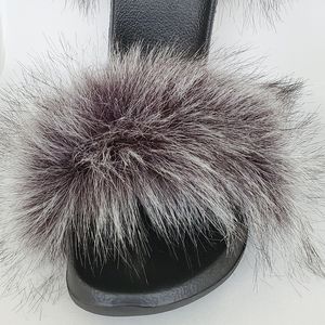 Women's Grey Fluffy Fur Slippers